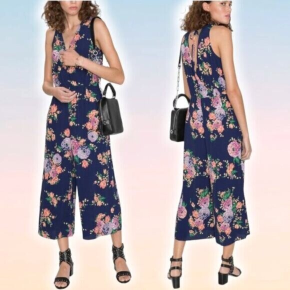 & OTHER STORIES Floral Open Back Culotte Jumpsuit Sz 4 - Picture 1 of 8